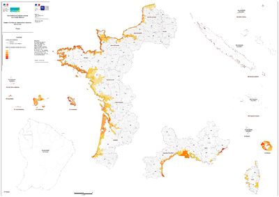 Carte des arrêtés de catastrophe naturelle liés à la mer